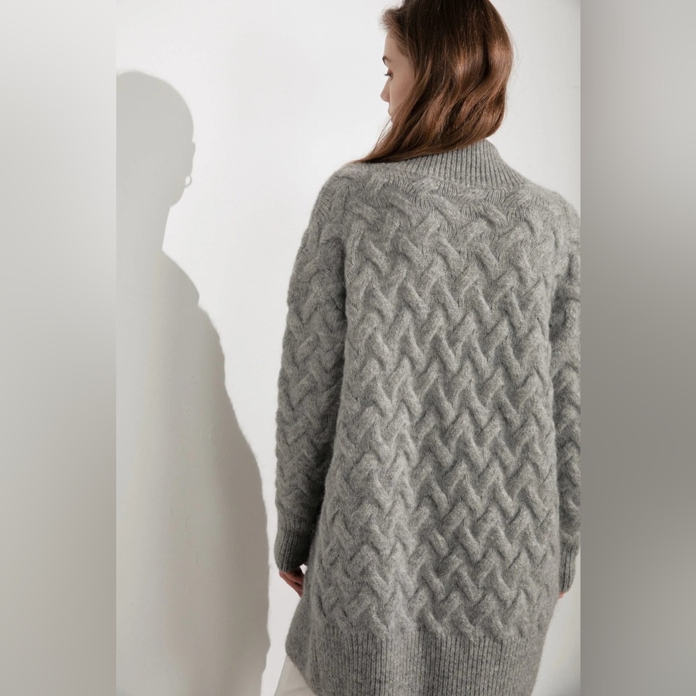 J.Ing Jennie Wool Blend Oversized Cable Knit Chunky Cardigan Sweater One Size — image 5 of 8